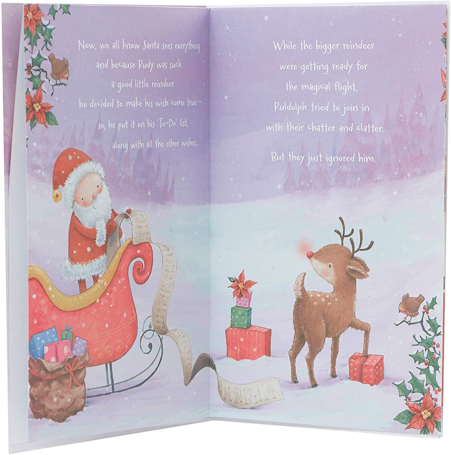 Granddaughter Santa and Reindeer Christmas Card Xmas Story Book 