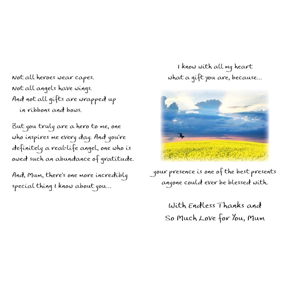 For You Mum A Note Filled With Love Sentimental Verses Keepsake Greeting Card