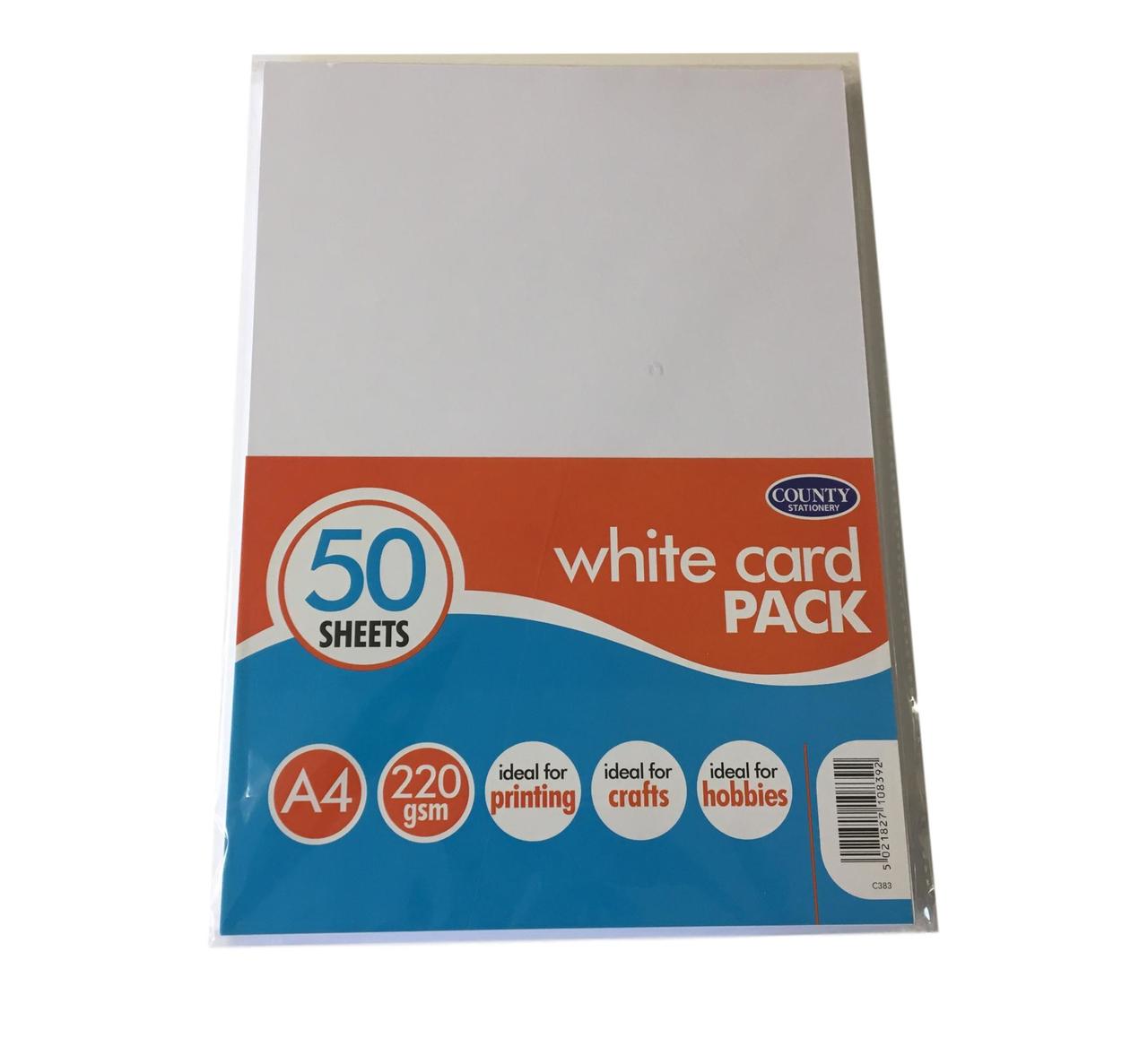 50 A4 White Card Pack 220gsm