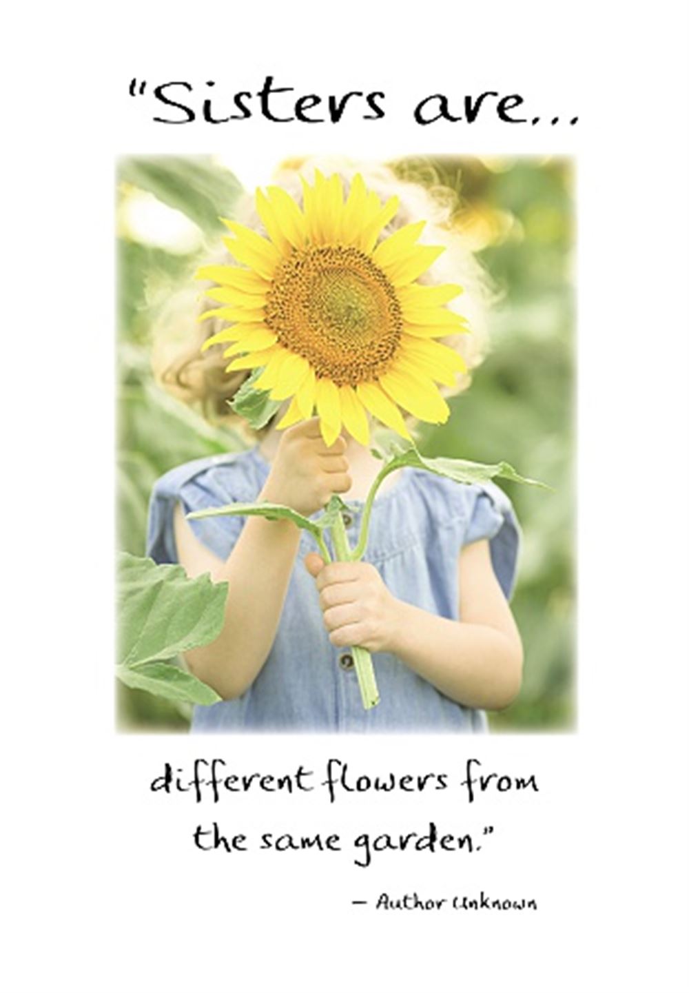 Sisters Different Flowers.. Sentimental Verses Keepsake Greeting Card