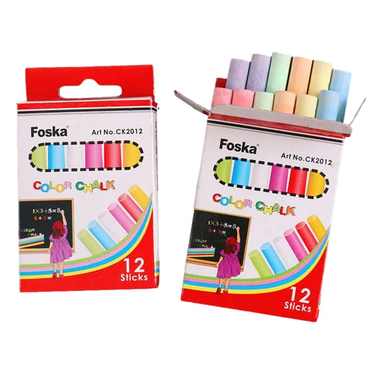 3x Pack of 12 Assorted Coloured Chalk Sticks - Blackboard