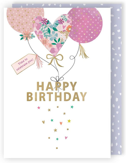 Contemporary Pink Party Poppers! Time To Celebrate Birthday Card