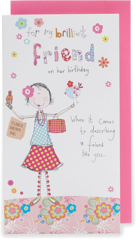 Ruby with Bird Design Friend Birthday Card