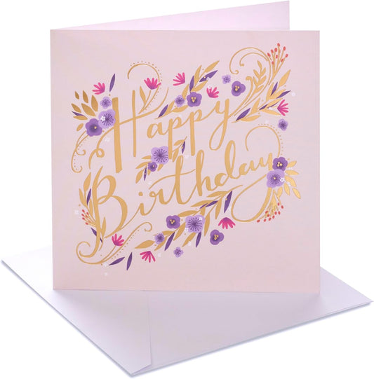 Pink & Gold Design Birthday Card