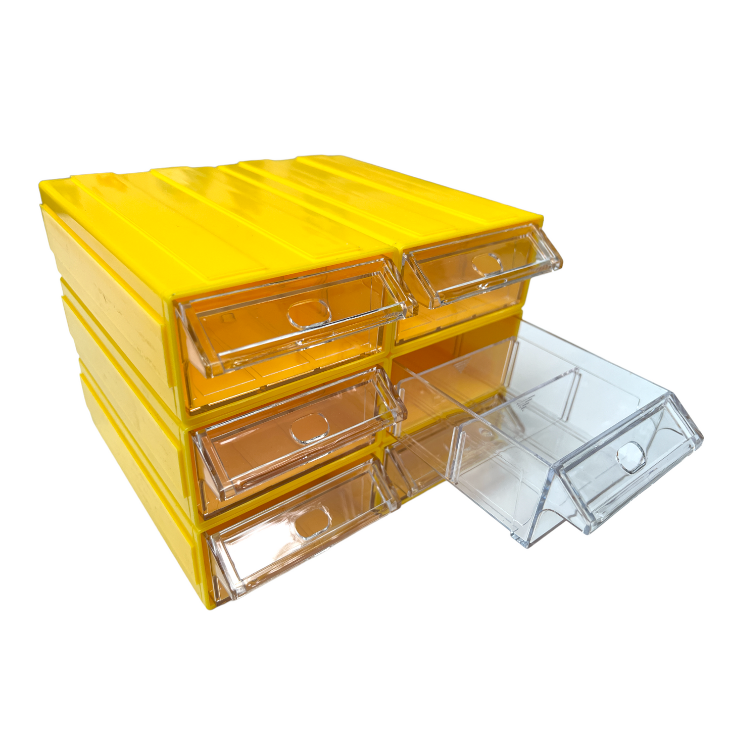 Yellow Stackable Plastic Storage Drawers L180xW93xH50mm with Removable Compartments