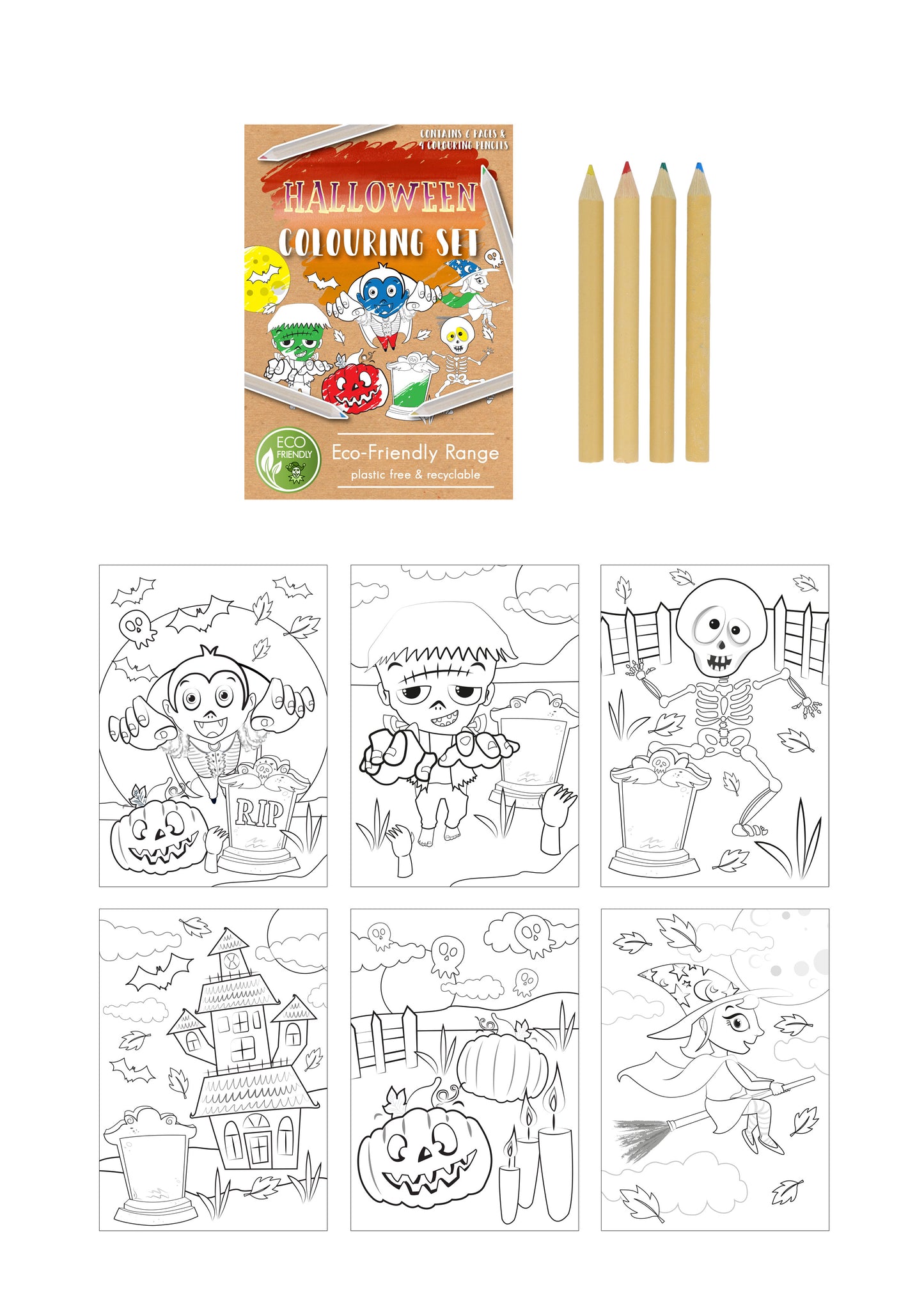 Eco-Friendly Mini Halloween Colouring Set (14cm x 10cm)