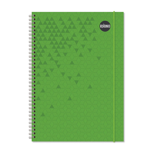 Rhino A4 200 Page Green Cover 8mm Lined Softback Notebook