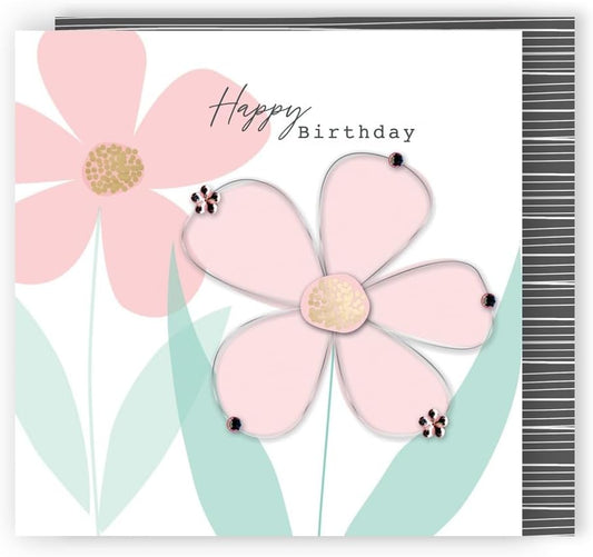 Happy Birthday Sparkling Blooms! Birthday Hand-Finished Greeting Card