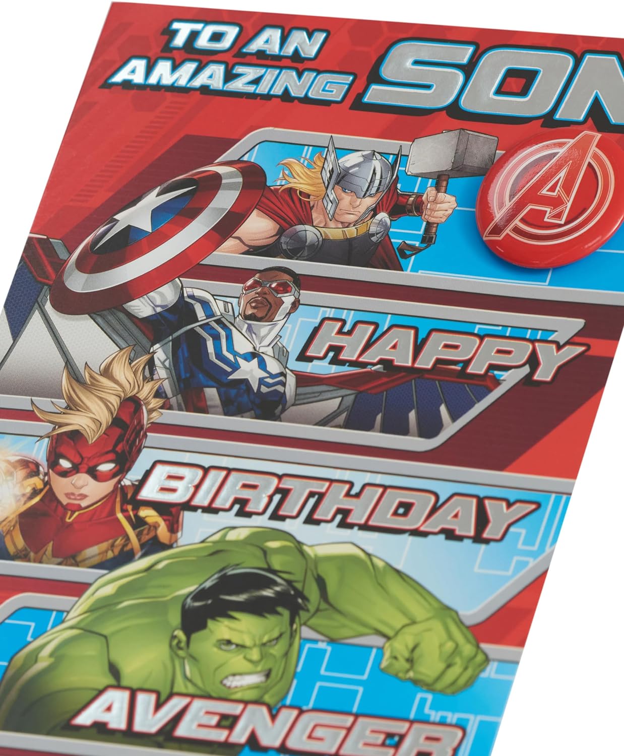 Marvel The Avengers Red & Split Design Son Birthday Card