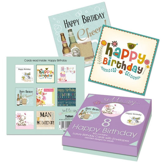 Just to Say "Keepsake Adult Design" Birthday Card with Envelope (Pack of 8)