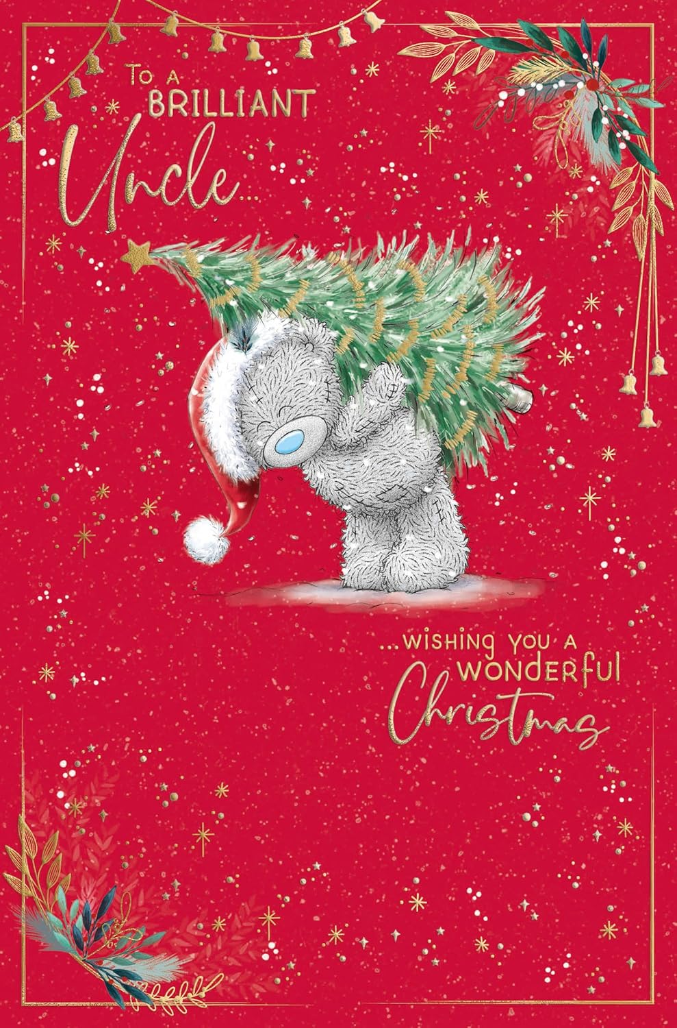 Bear Carrying Xmas Tree Uncle Christmas Card