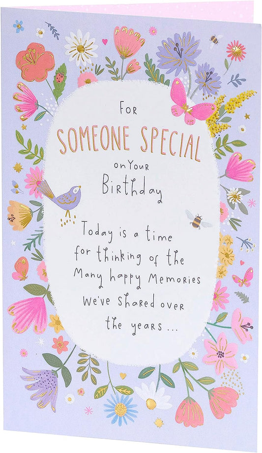 Colourful Floral Design Birthday Card