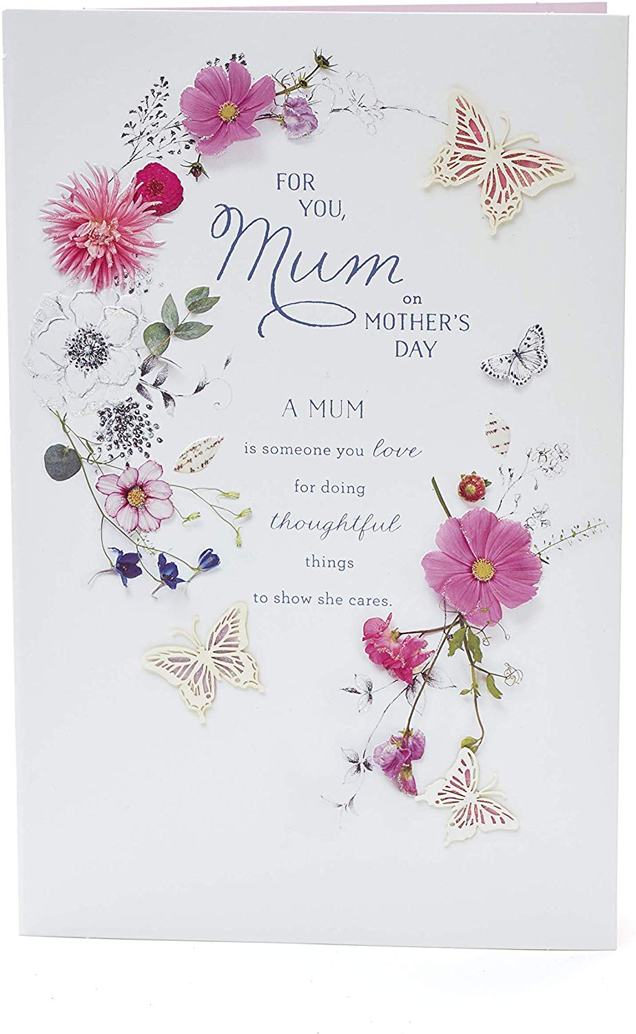 For Mum Laser Cut 3D Butterflies Design Mother's Day Card