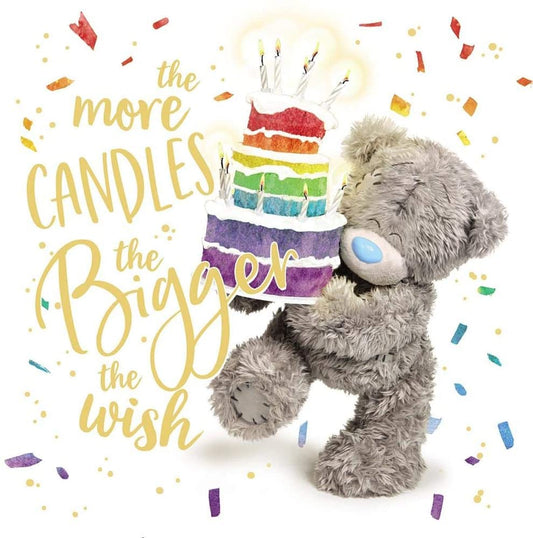 Bear With Cake 3D Holographic Birthday Cake Card