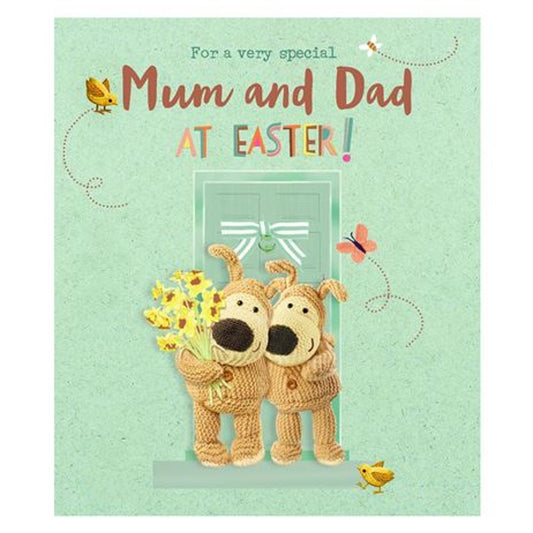 Special Mum And Dad Couple Boofle With Flowers Design Easter Card