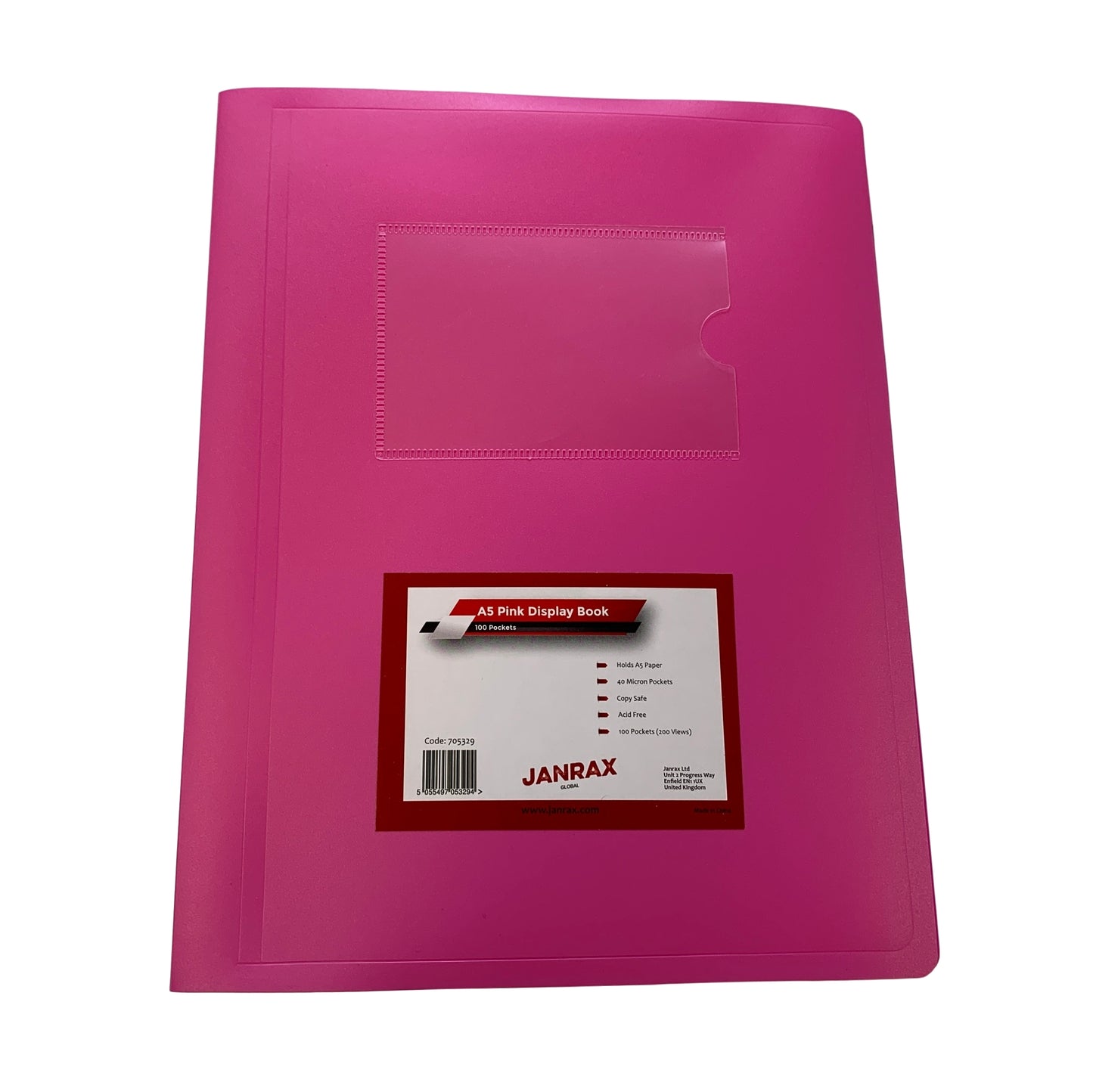 A5 Pink Flexible Cover 100 Pocket Display Book