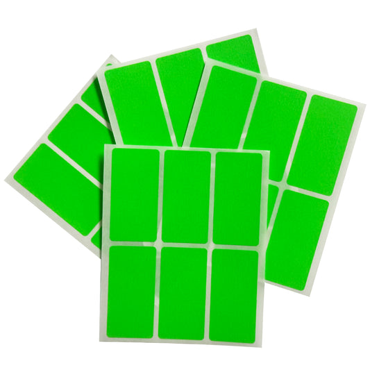 Pack of 120 Fluorescent Green 25x50mm Rectangular Labels - Adhesive Stickers