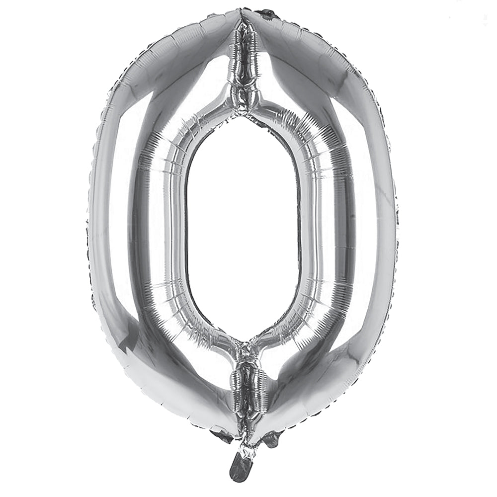 Giant Foil Silver 0 Number Balloon