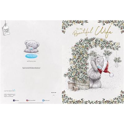 Bear with Xmas Jars In Snow Beautiful Wife Boxed Christmas Card