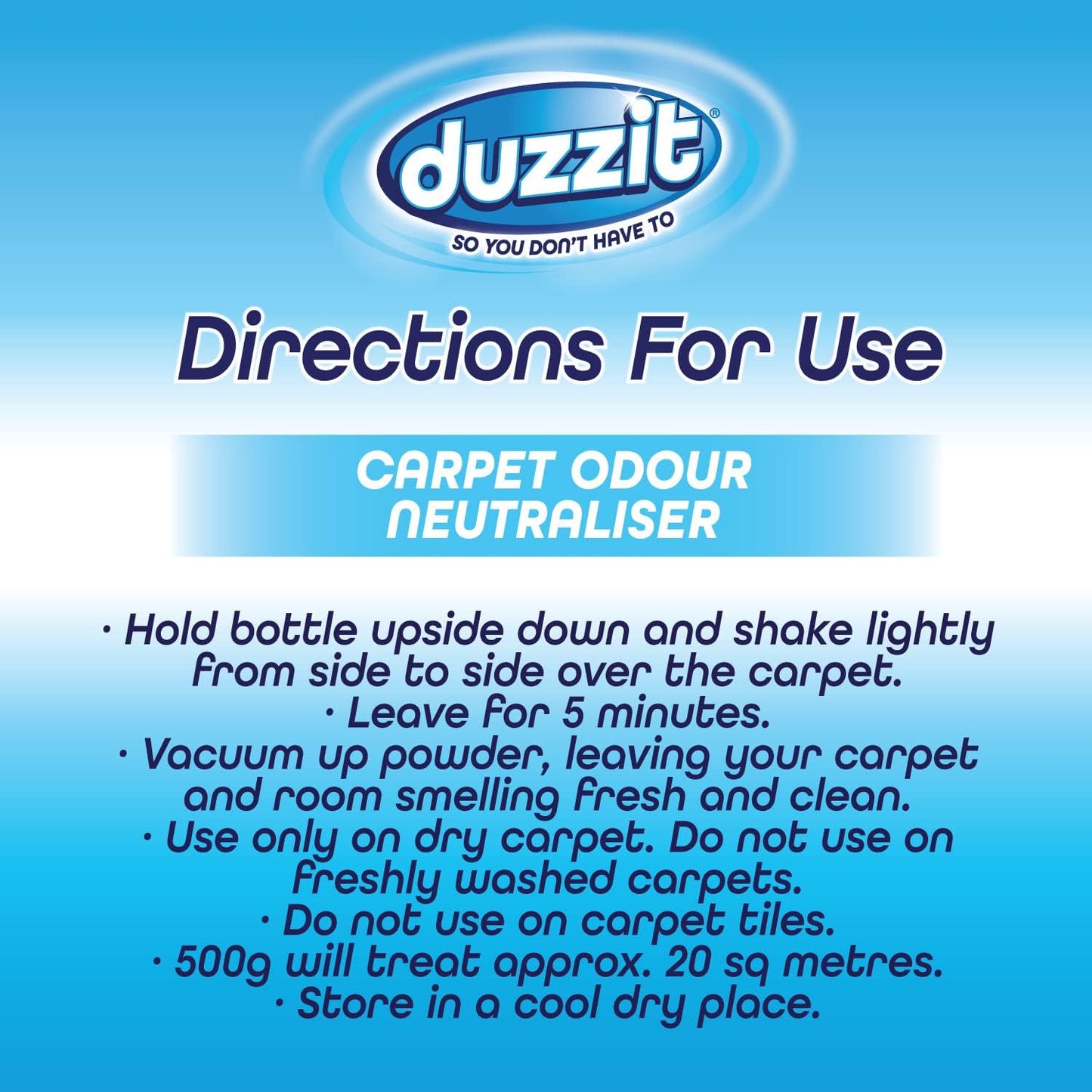 Duzzit Shake & Fresh Carpet Odour Neutraliser fresh Linen 500g