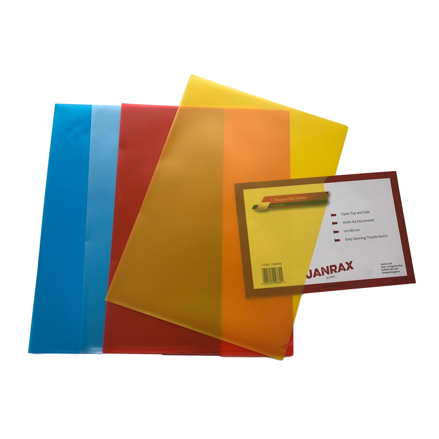 Pack of 25 A4 Red L Shaped Open Top and Side Report File Folders