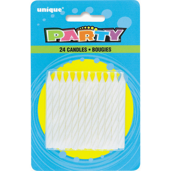 Pack of 24 White Spiral Birthday Candles