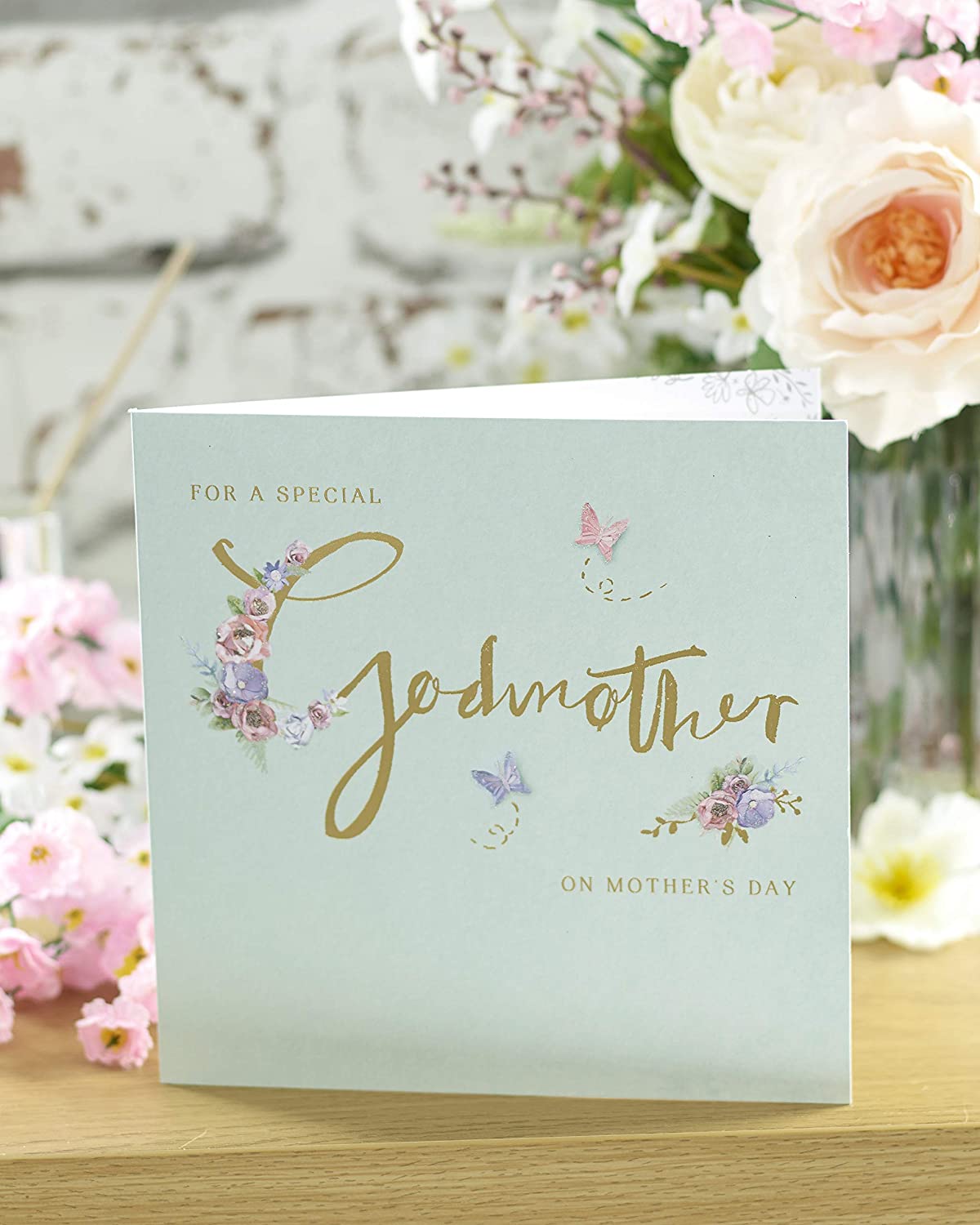 Special Godmother Florals & Gold Metallic lettering Mother's Day Card