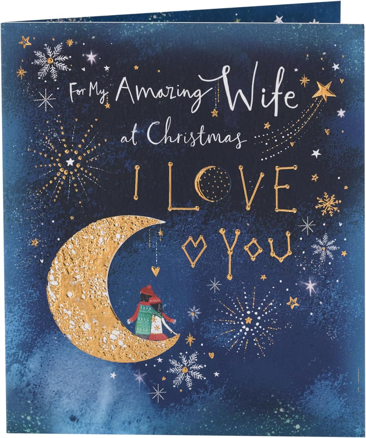 Moon Design Wife I Love You Christmas Card