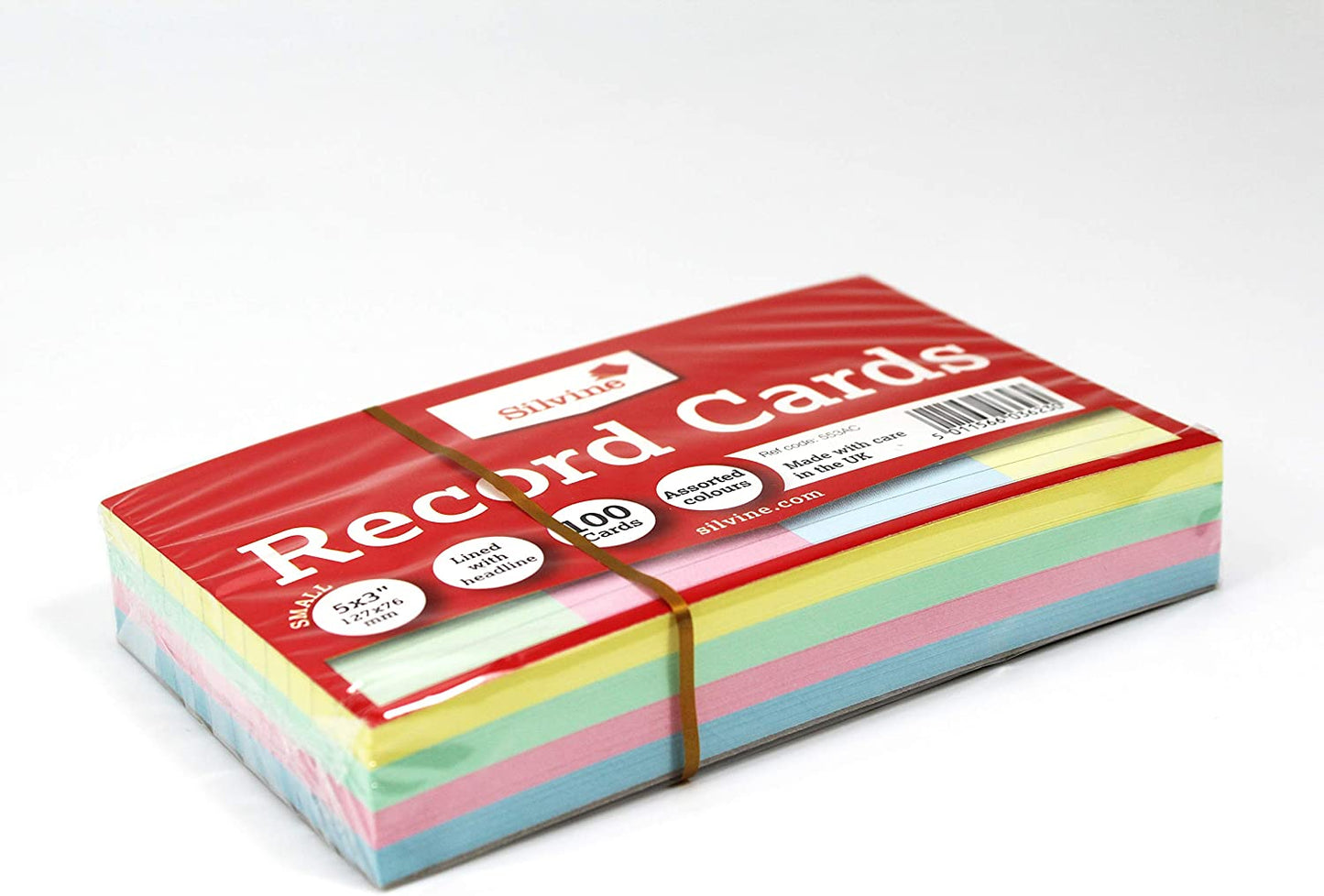 Pack of 100 Multi-Coloured Record Cards 5x3" (127 x 76mm)