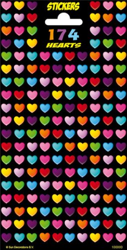 174 Colourful Hearts Glitter Finished Children Stickers Party Bag Filler