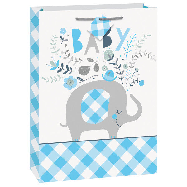 Blue Floral Elephant Jumbo Gift Bag