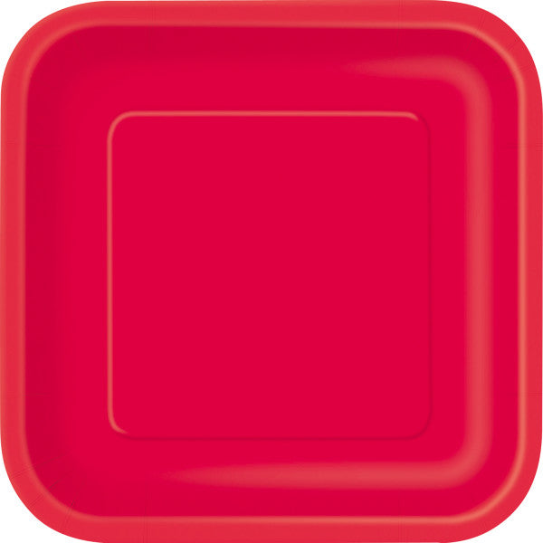 Pack of 14 Ruby Red 9 inch Square Plates