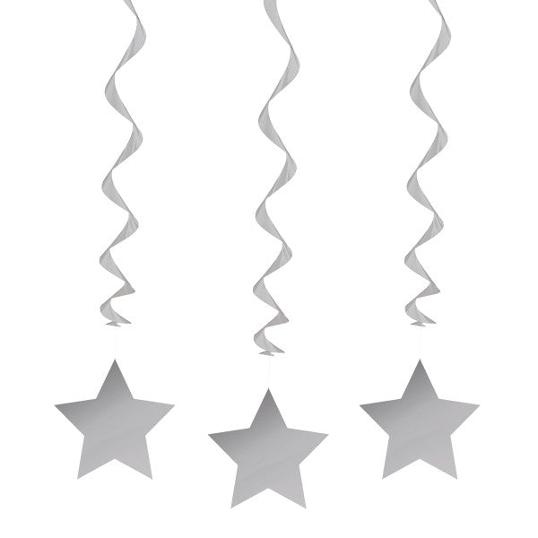 Pack of 3 26" Silver Solid Hanging Swirl Decorations