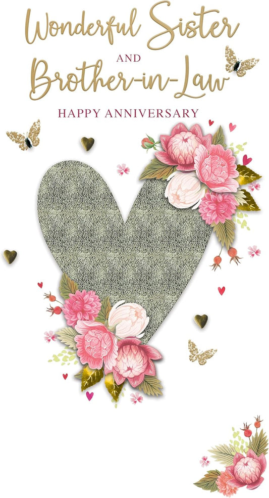 Sister & Brother-In-Law Hand-Finished Anniversary Congratulations Card