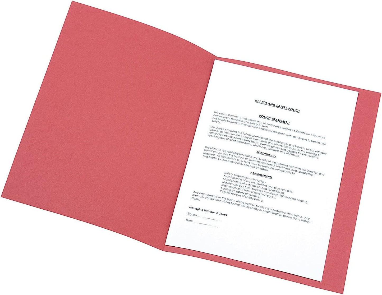 Pack of 100 Mediumweight 250gsm Foolscap Red Square Cut Folders