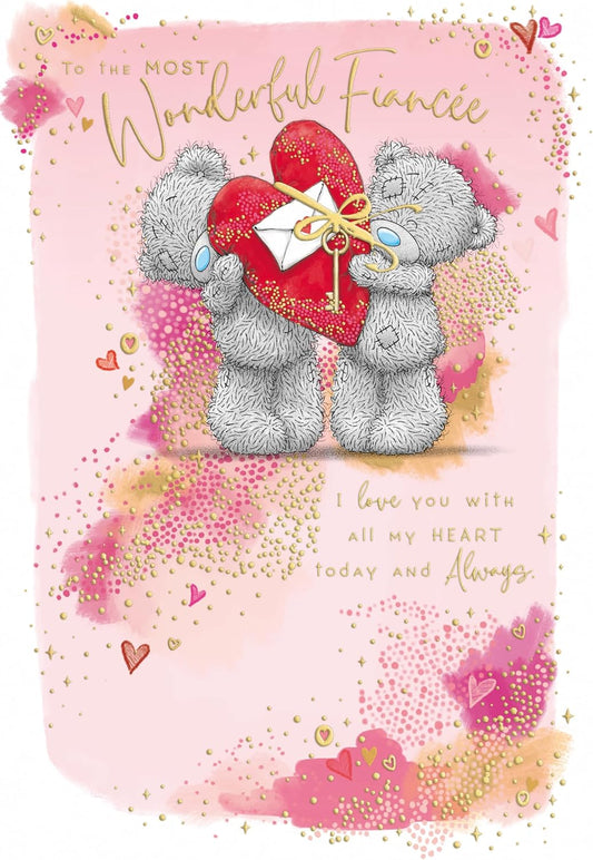 Bears Holding A Heart Fiancée Valentine's Day Card