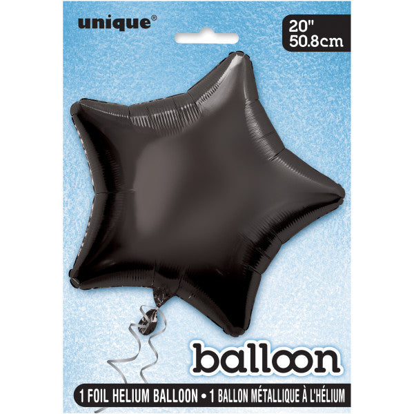 20" Black Solid Star Foil Balloon