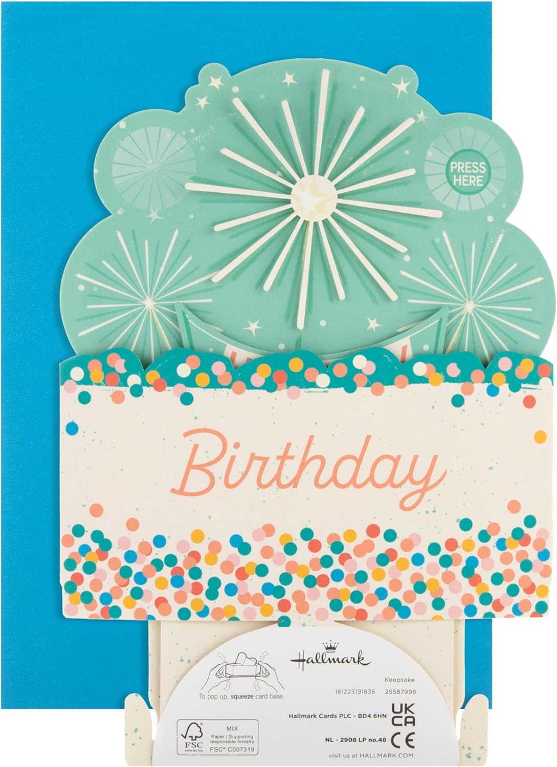 3D, Pop-Up, Musical & Motion Blue Sprinkler Design Birthday Card