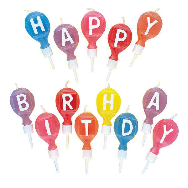 Happy Birthday Round Letter Candles in Holders