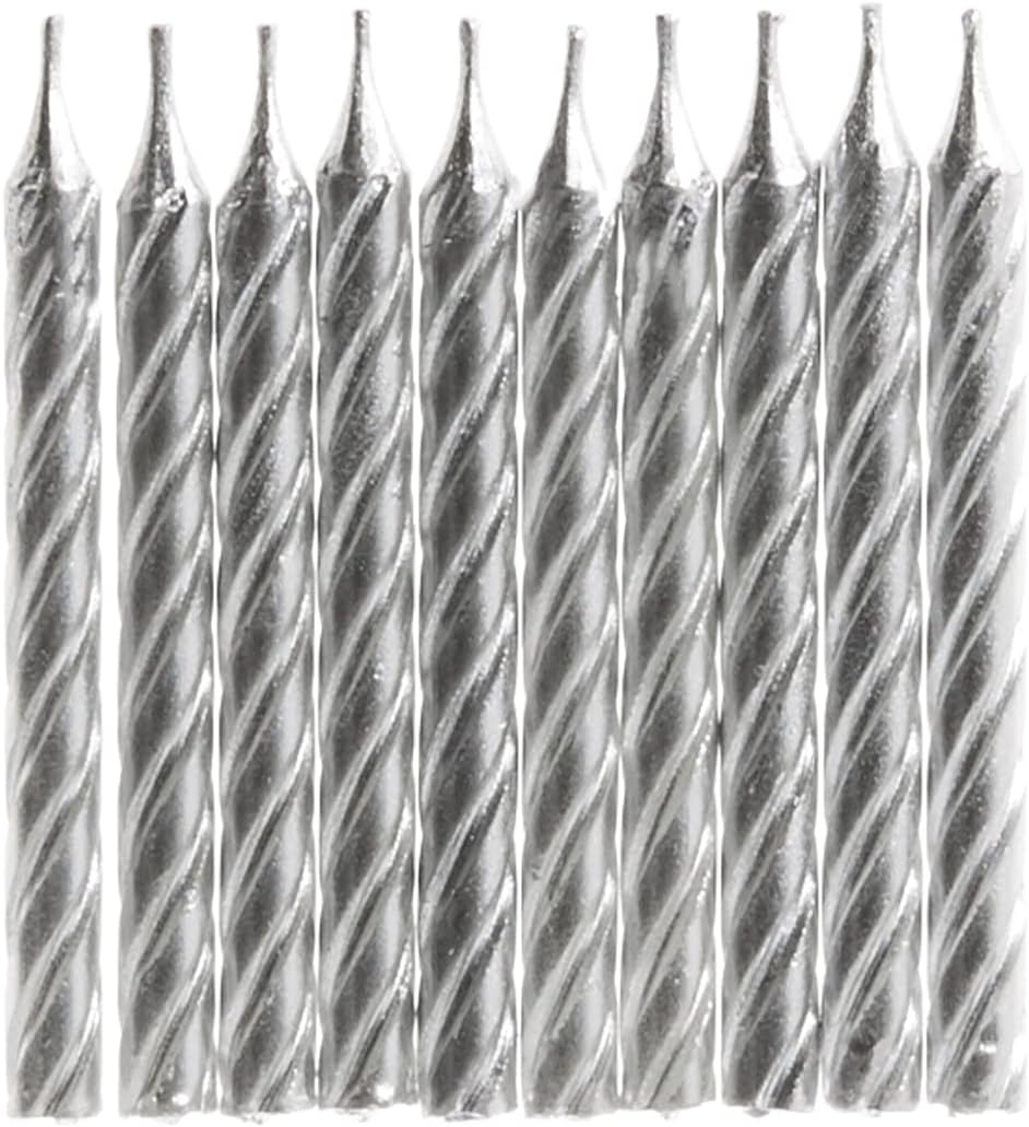 Pack of 10 Silver Spiral Birthday Candles