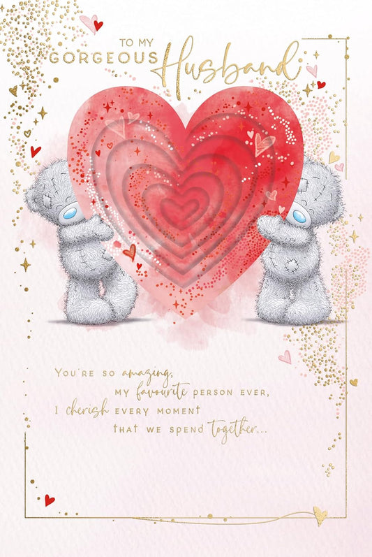 Bears Holding Heart Husband Valentine's Day Card