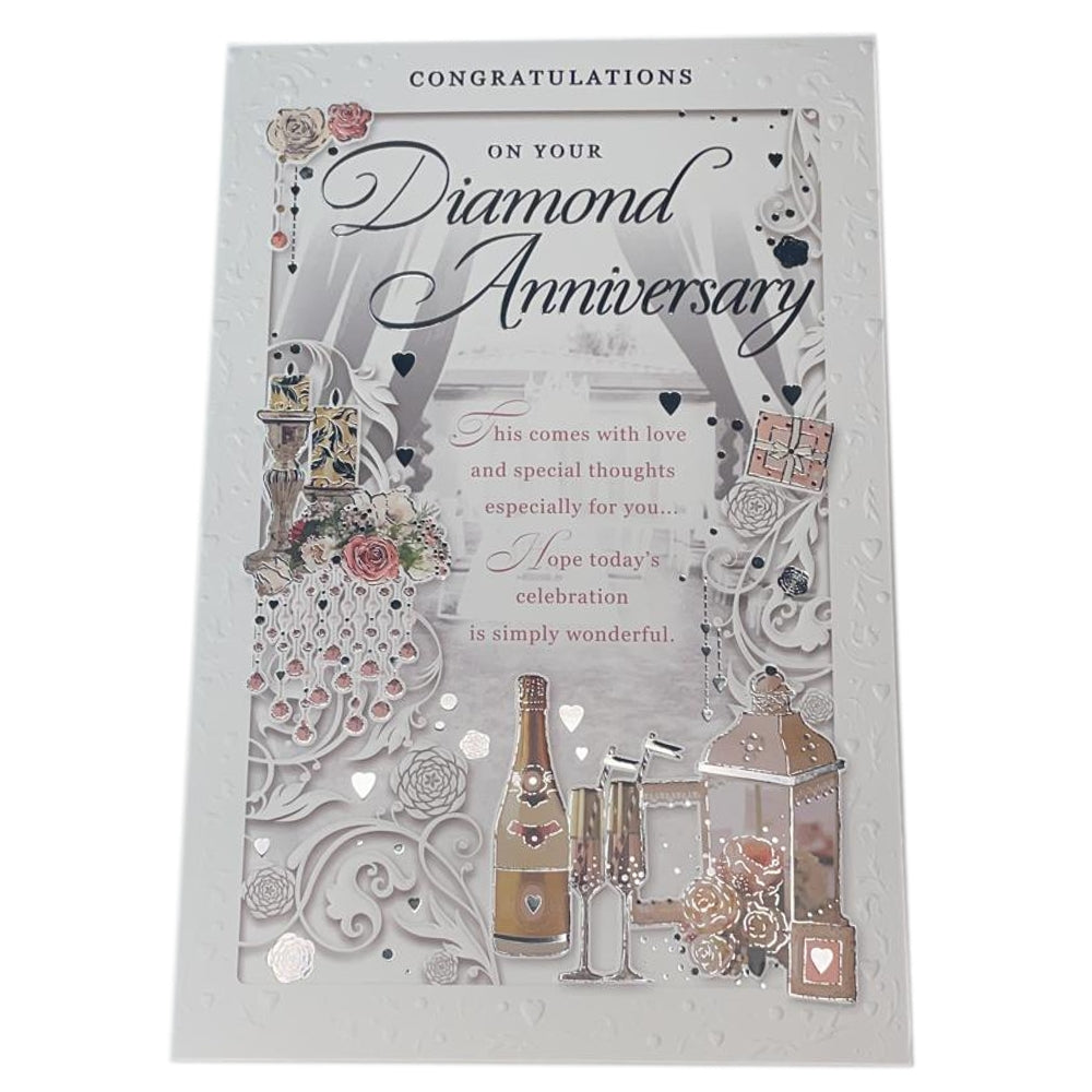 Congratulations On Your Diamond Anniversary Open Opacity Card