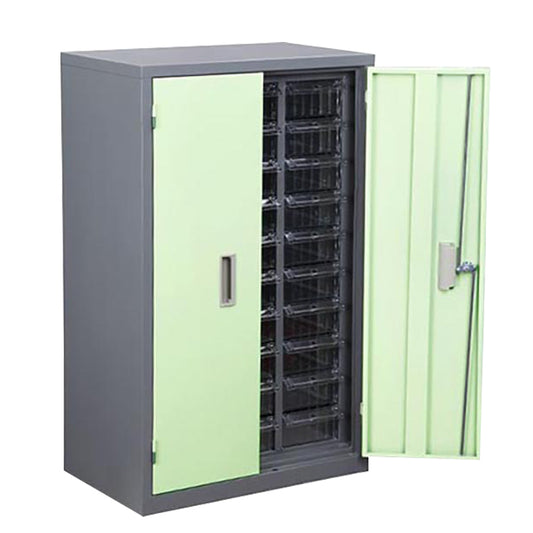 Clear 30 Drawers Parts Cabinet Storage Unit with Metal Door and Lock