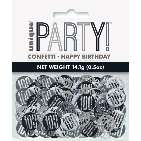 Birthday Black Glitz Number 100 Confetti 5oz