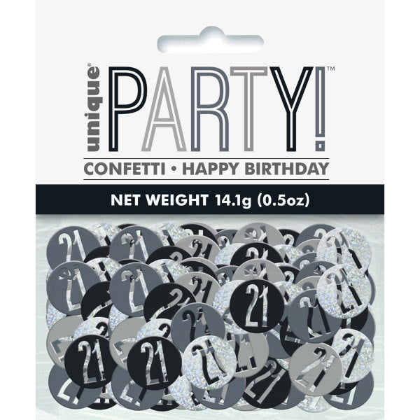 Birthday Black Glitz Number 21 Confetti 5oz