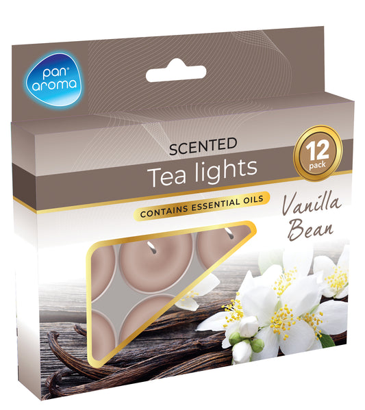 Pack of 12 Vanilla Bean Scented Colour Tea-Lights