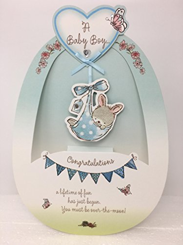 New Baby Boy Congratulations 3D Swing Card