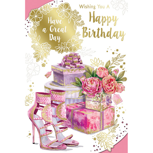 Wishing You a Happy Birthday Have a Great Day Open Female Birthday Celebrity Style Greeting Card