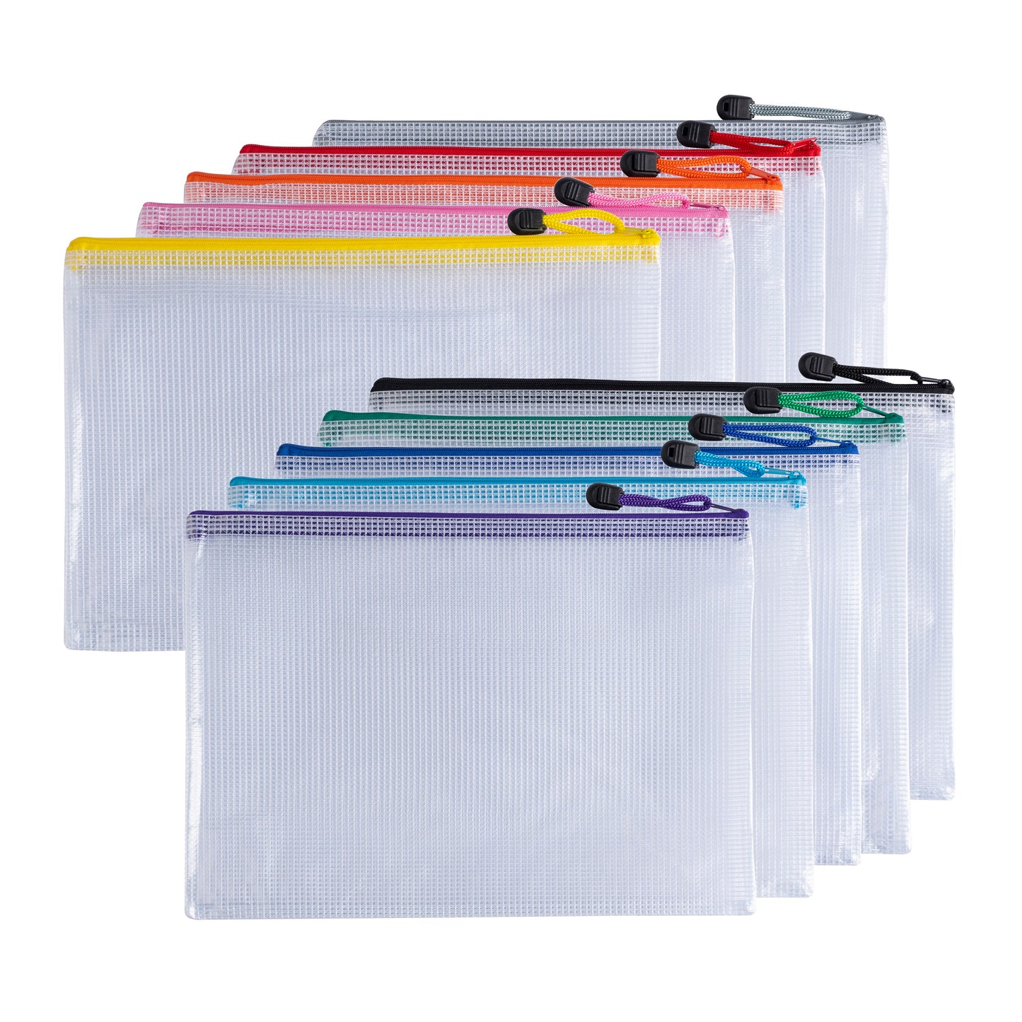 Pack of 12 A4 Black PVC Mesh Zip Bags