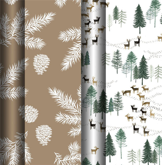 Single 3m Christmas Nature Design Gift Wrap Roll